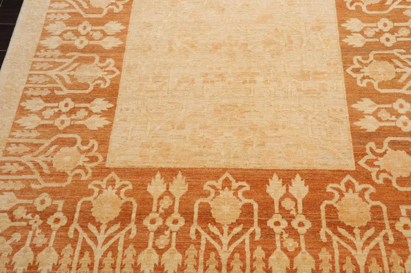 6'3''x8'6'' Hand Knotted 100% Wool Peshawar Transitional Oriental Area Rug Tan, Caramel Color