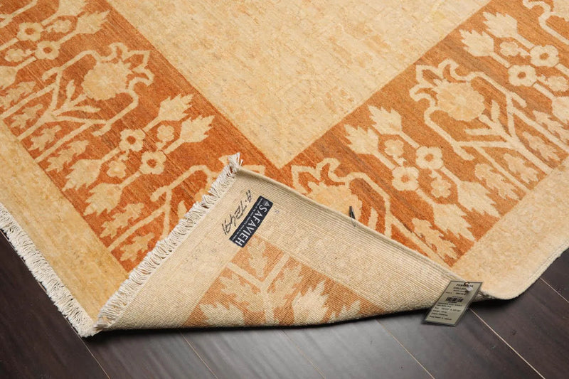 6'3''x8'6'' Hand Knotted 100% Wool Peshawar Transitional Oriental Area Rug Tan, Caramel Color