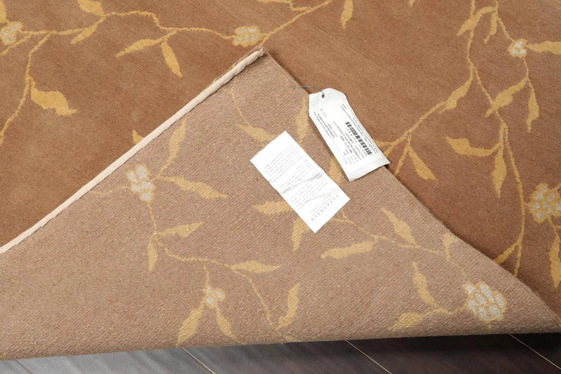 5'6''x8'6'' Hand Knotted Tibetan Wool and Silk Transitional Oriental Area Rug Camel, Gold Color