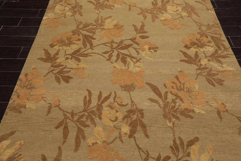 6' x 9' Hand Knotted Tamarian 100% Wool Tibetan Transitional Oriental Area Rug Olive, Brown Color