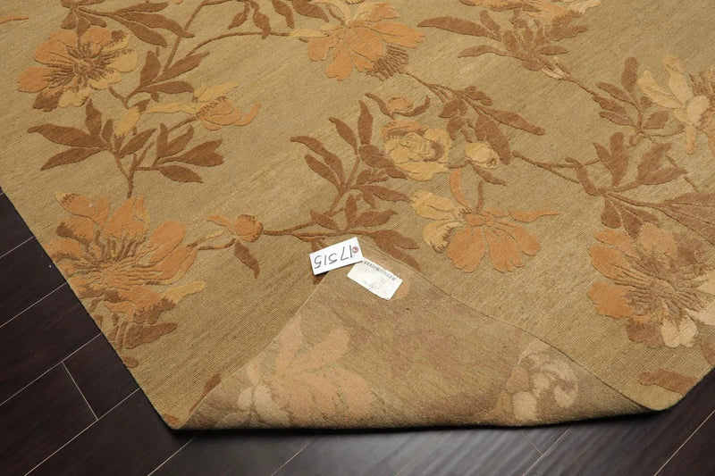 6' x 9' Hand Knotted Tamarian 100% Wool Tibetan Transitional Oriental Area Rug Olive, Brown Color