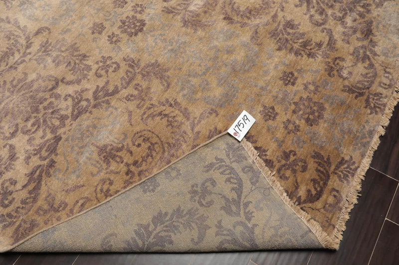 5'11''x8'9'' Hand Knotted 100% Wool Damask Transitional Oriental Area Rug Beige, Gray Color