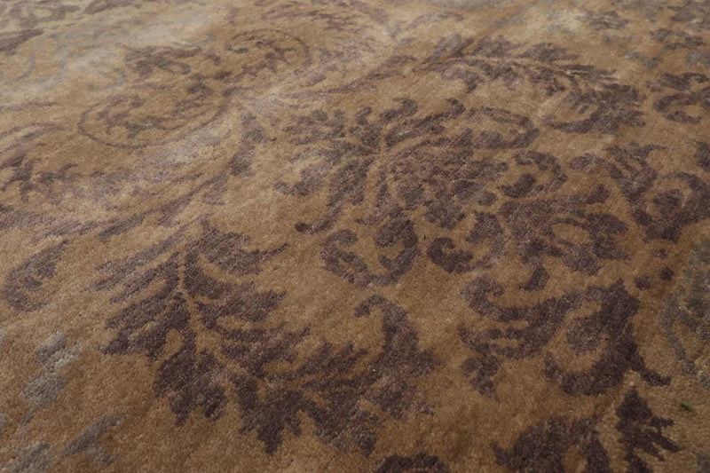 5'11''x8'9'' Hand Knotted 100% Wool Damask Transitional Oriental Area Rug Beige, Gray Color