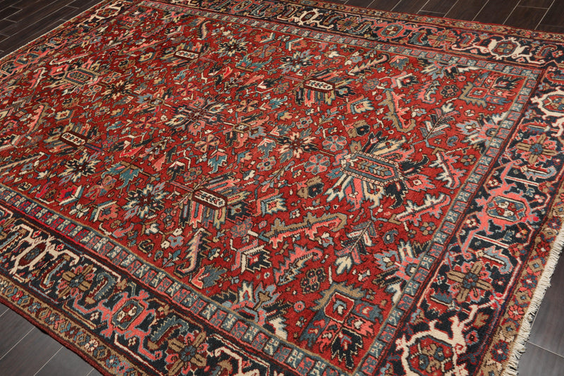 7'6"x 10'3" Hand knotted Antique Traditional Wool Oriental Area Rug Orangy Red