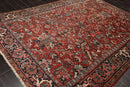 7'6"x 10'3" Hand knotted Antique Traditional Wool Oriental Area Rug Orangy Red