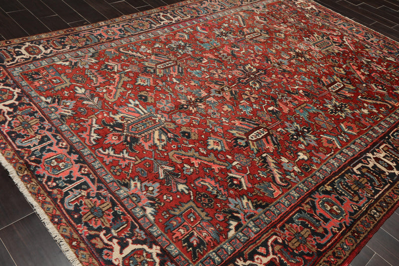 7'6"x 10'3" Hand knotted Antique Traditional Wool Oriental Area Rug Orangy Red