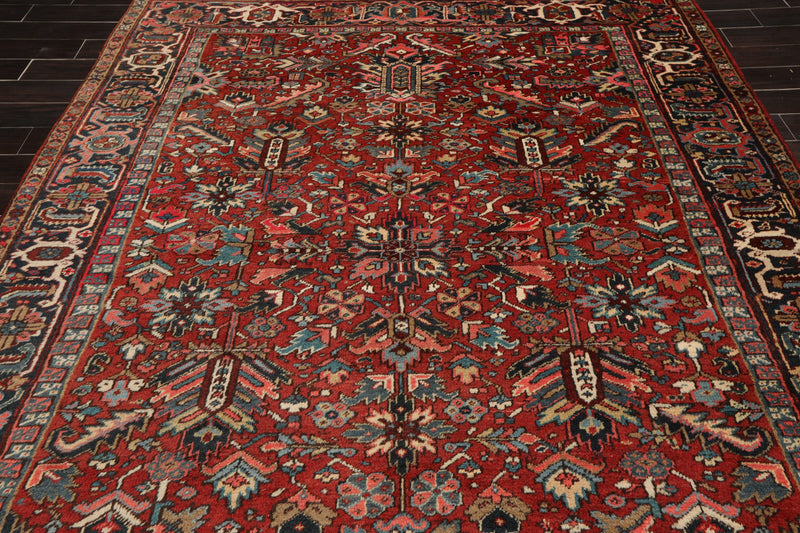 7'6"x 10'3" Hand knotted Antique Traditional Wool Oriental Area Rug Orangy Red