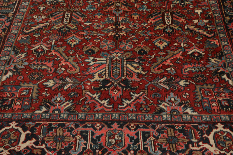 7'6"x 10'3" Hand knotted Antique Traditional Wool Oriental Area Rug Orangy Red