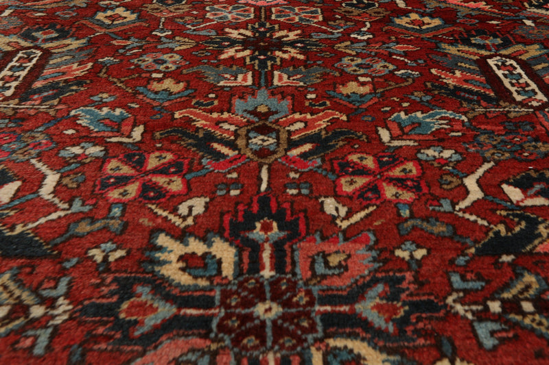 7'6"x 10'3" Hand knotted Antique Traditional Wool Oriental Area Rug Orangy Red