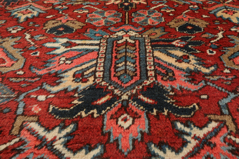 7'6"x 10'3" Hand knotted Antique Traditional Wool Oriental Area Rug Orangy Red