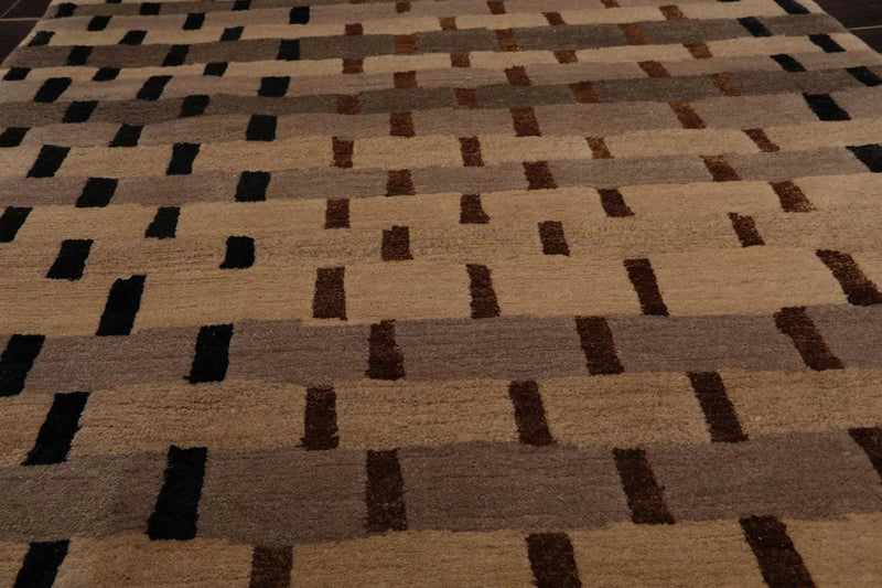 3'x5' Hand Knotted Tibetan Wool and Silk Tibetan Transitional Oriental Area Rug Tan, Beige Color