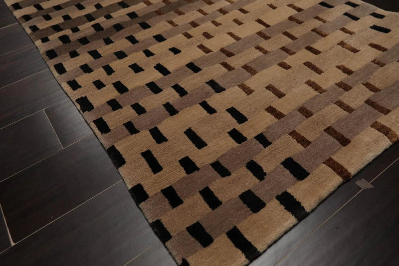 3'x5' Hand Knotted Tibetan Wool and Silk Tibetan Transitional Oriental Area Rug Tan, Beige Color