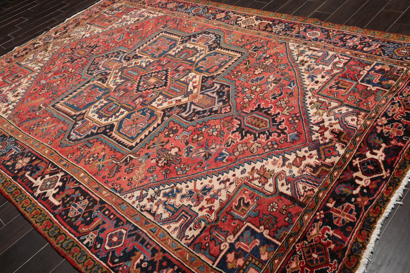 7'6" x 11'1" Early 20th century Antique Hand Knotted Wool Oriental Area Rug Apricot