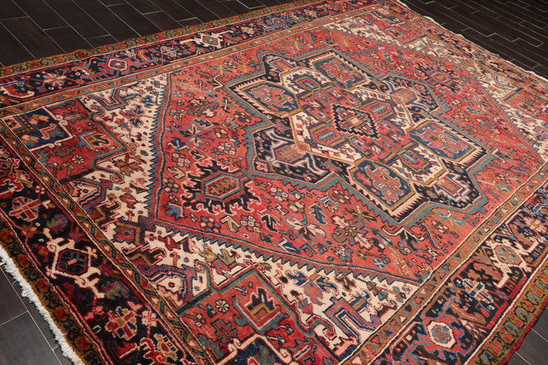 7'6" x 11'1" Early 20th century Antique Hand Knotted Wool Oriental Area Rug Apricot