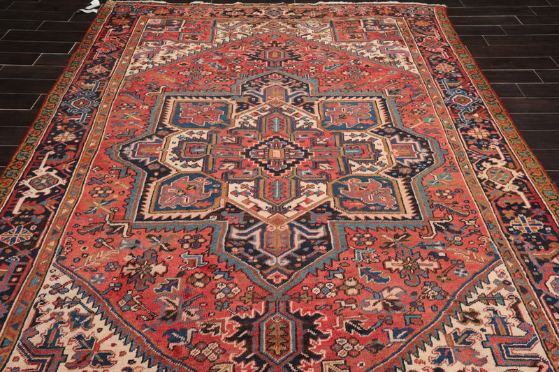 7'6" x 11'1" Early 20th century Antique Hand Knotted Wool Oriental Area Rug Apricot
