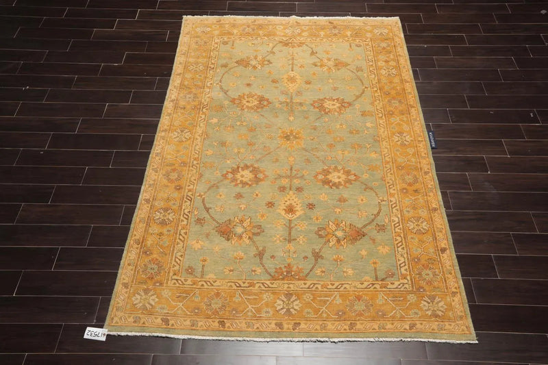 6' x 9' Hand Knotted Persian 100% Wool Agra Transitional Oriental Area Rug Mint, Caramel Color