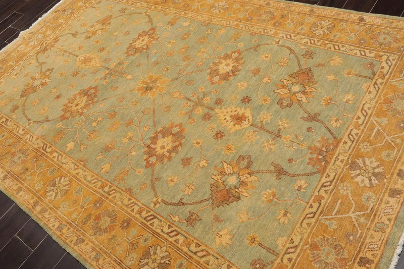 6' x 9' Hand Knotted Persian 100% Wool Agra Transitional Oriental Area Rug Mint, Caramel Color