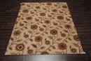 7'10" x 9'11" Hand Knotted Tibetan Wool & Silk Transitional Area Rug Tan