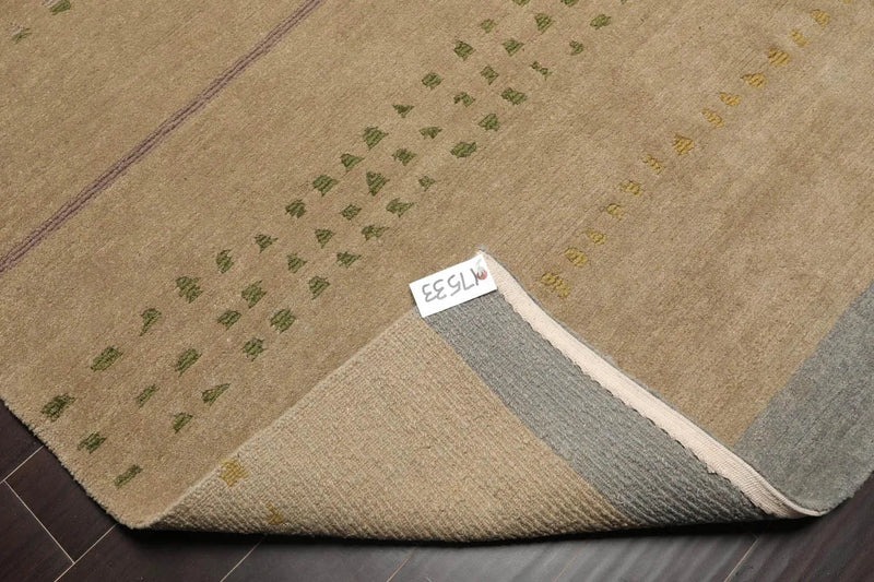 5'7''x8'7'' Hand Knotted Tibetan 100% Wool Tibetan Traditional Oriental Area Rug Moss, Gray Color