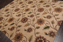 7'10" x 9'11" Hand Knotted Tibetan Wool & Silk Transitional Area Rug Tan