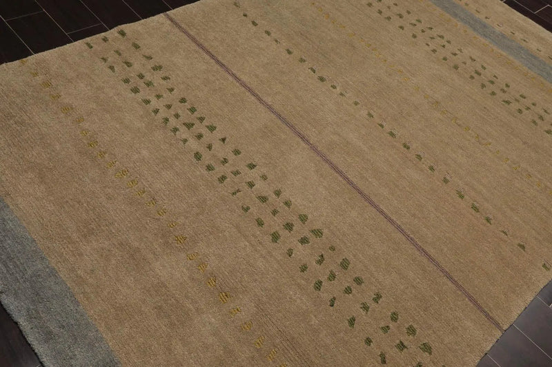 5'7''x8'7'' Hand Knotted Tibetan 100% Wool Tibetan Traditional Oriental Area Rug Moss, Gray Color