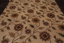 7'10" x 9'11" Hand Knotted Tibetan Wool & Silk Transitional Area Rug Tan