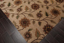 7'10" x 9'11" Hand Knotted Tibetan Wool & Silk Transitional Area Rug Tan