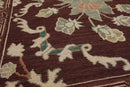 4'2''x6'1'' Hand Knotted Soumak 100% Wool Soumak Traditional Oriental Area Rug Chocolate, Mint Color