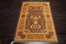 6'2''x8'10'' Hand Knotted 100% Wool Chobi Peshawar Traditional Oriental Area Rug Brown, Gold Color