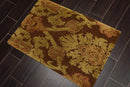 2' x 3' Hand Knotted Wool & Silk Baroque High Low Pile Tibetan Area Rug Brown