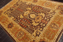 6'2''x8'10'' Hand Knotted 100% Wool Chobi Peshawar Traditional Oriental Area Rug Brown, Gold Color