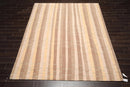 8'x10' Hand Knotted Premium Tibetan Wool & Silk Bamboo Stripes Modern Area Rug Beige