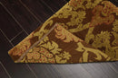 2' x 3' Hand Knotted Wool & Silk Baroque High Low Pile Tibetan Area Rug Brown