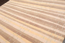 8'x10' Hand Knotted Premium Tibetan Wool & Silk Bamboo Stripes Modern Area Rug Beige