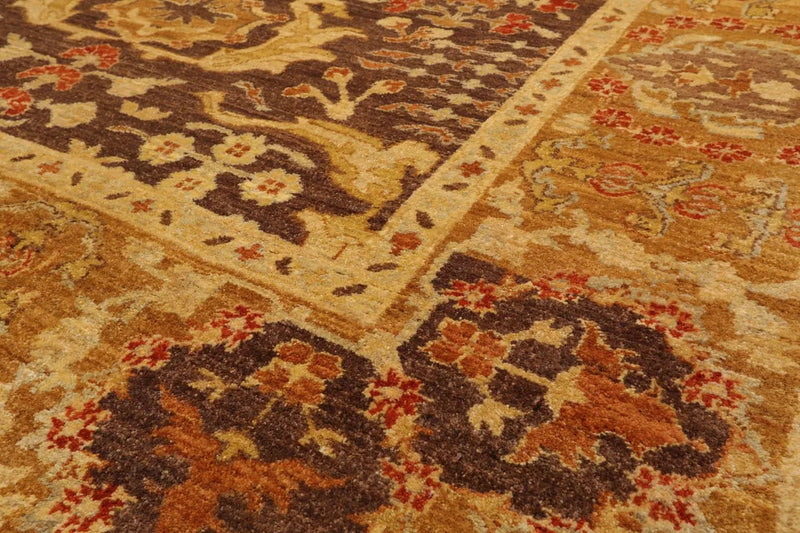 6'2''x8'10'' Hand Knotted 100% Wool Chobi Peshawar Traditional Oriental Area Rug Brown, Gold Color