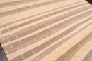 8'x10' Hand Knotted Premium Tibetan Wool & Silk Bamboo Stripes Modern Area Rug Beige