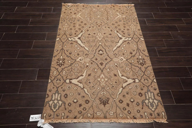 4'x5'10'' Hand Knotted Soumak 100% Wool Soumak Traditional Oriental Area Rug Camel, Beige Color