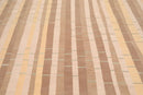8'x10' Hand Knotted Premium Tibetan Wool & Silk Bamboo Stripes Modern Area Rug Beige