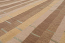 8'x10' Hand Knotted Premium Tibetan Wool & Silk Bamboo Stripes Modern Area Rug Beige