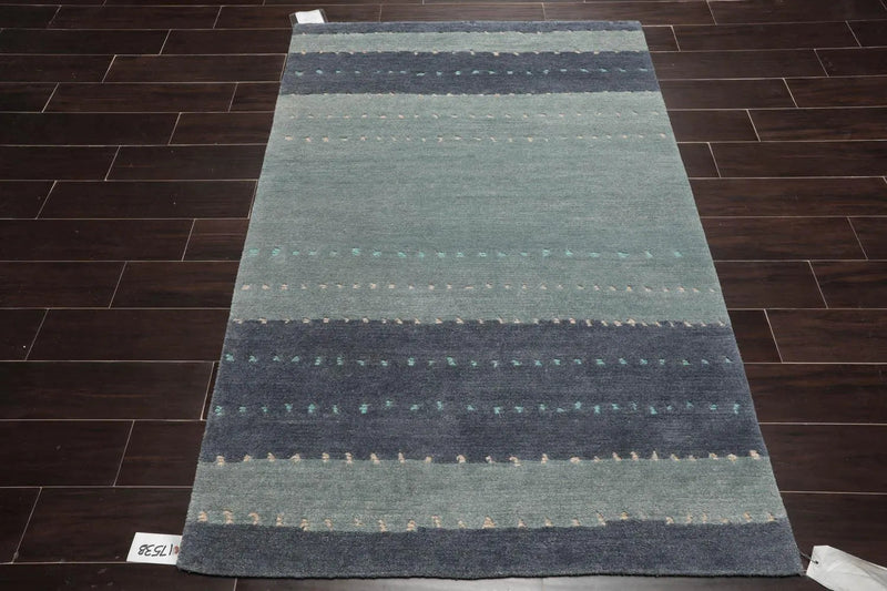 4'x6' Hand Knotted Tibetan 100% Wool Tibetan Traditional  Oriental Area Rug Blue,denim Color