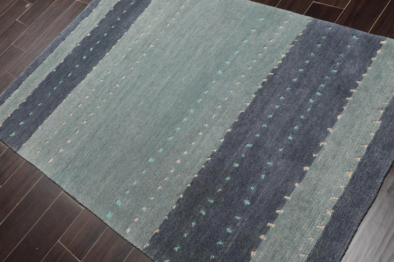 4'x6' Hand Knotted Tibetan 100% Wool Tibetan Traditional  Oriental Area Rug Blue,denim Color