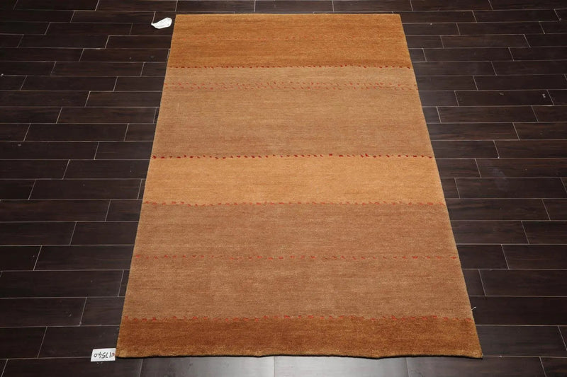 5'6''x8'6'' Hand Knotted Tibetan 100% Wool Tibetan Traditional Oriental Area Rug Raspberry, Camel Color