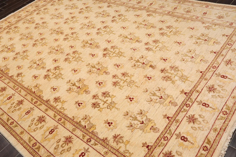8'1'' x 11'2'' Hand Knotted 100% Wool Peshawar Oriental Area Rug Beige
