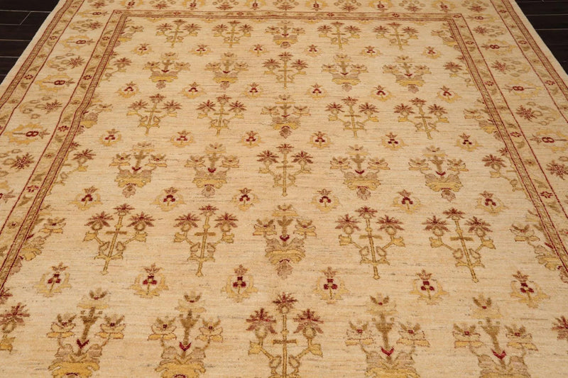 8'1'' x 11'2'' Hand Knotted 100% Wool Peshawar Oriental Area Rug Beige