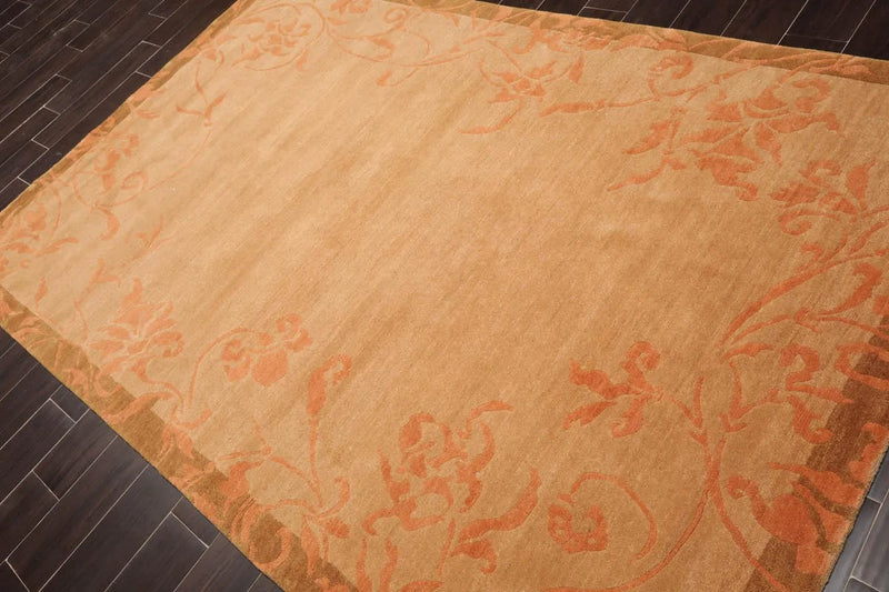 5'6''x8'6'' Hand Knotted Tibetan 100% Wool Tibetan Traditional Oriental Area Rug maple, Pale Peach Color