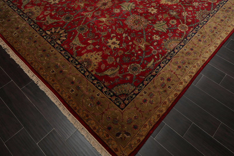 8'7" x 11'7" Hand Knotted 100% Wool 300 KPSI Indo-Tabrizz Oriental Area Rug Red