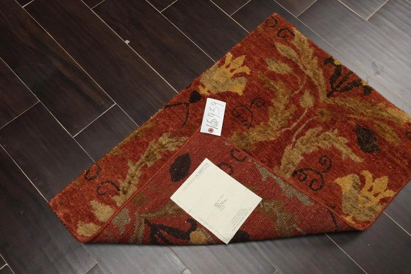 2'x3' Hand Knotted 100% Wool Traditional Oushak Oriental Area Rug Terracotta