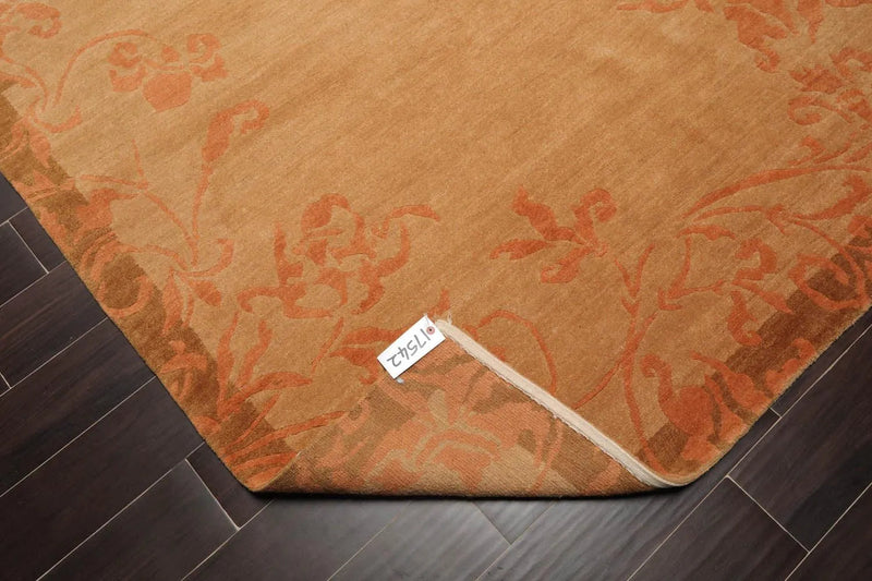 5'6''x8'6'' Hand Knotted Tibetan 100% Wool Tibetan Traditional Oriental Area Rug maple, Pale Peach Color