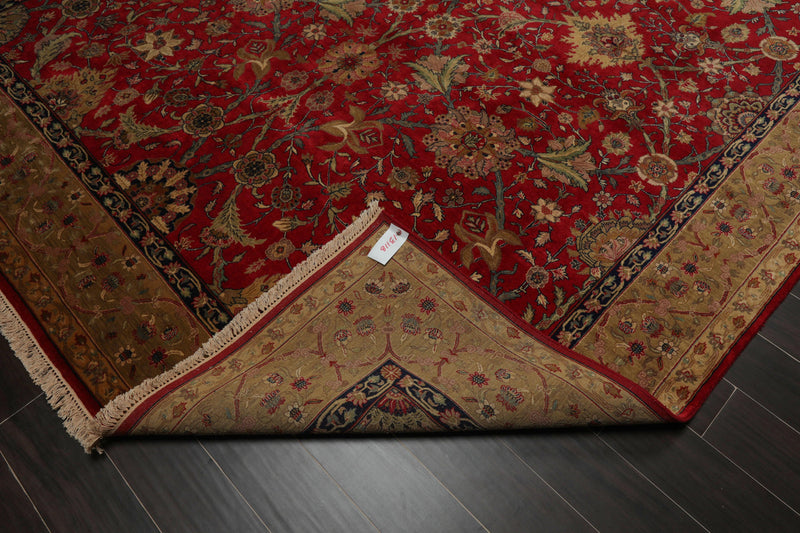 8'7" x 11'7" Hand Knotted 100% Wool 300 KPSI Indo-Tabrizz Oriental Area Rug Red