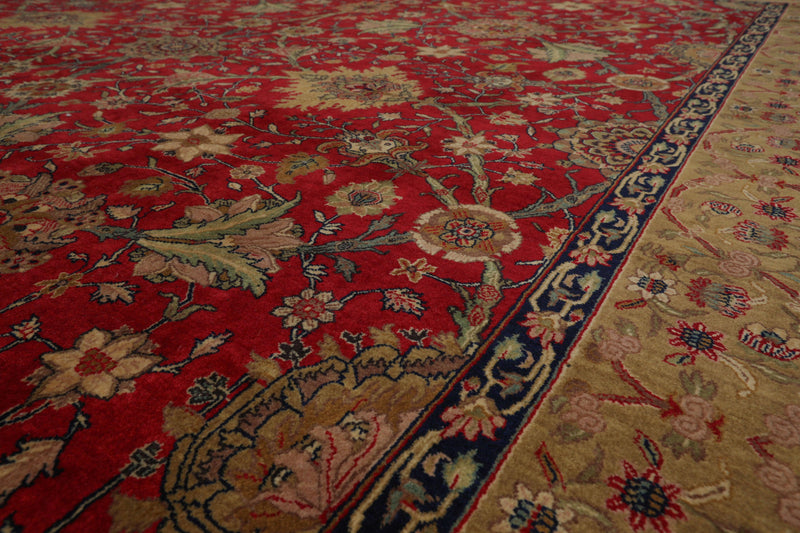 8'7" x 11'7" Hand Knotted 100% Wool 300 KPSI Indo-Tabrizz Oriental Area Rug Red
